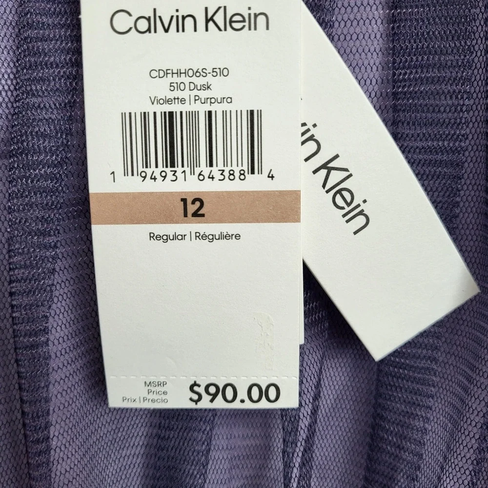 Calvin Klein Kids Dress Violette Dusk Size 12 NWT Tulle Skirt Zipper Closure $90